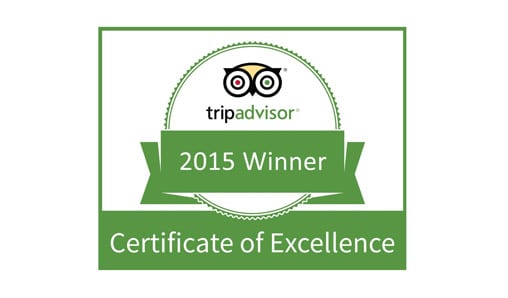 2015 certificate of excellence from trip advisor