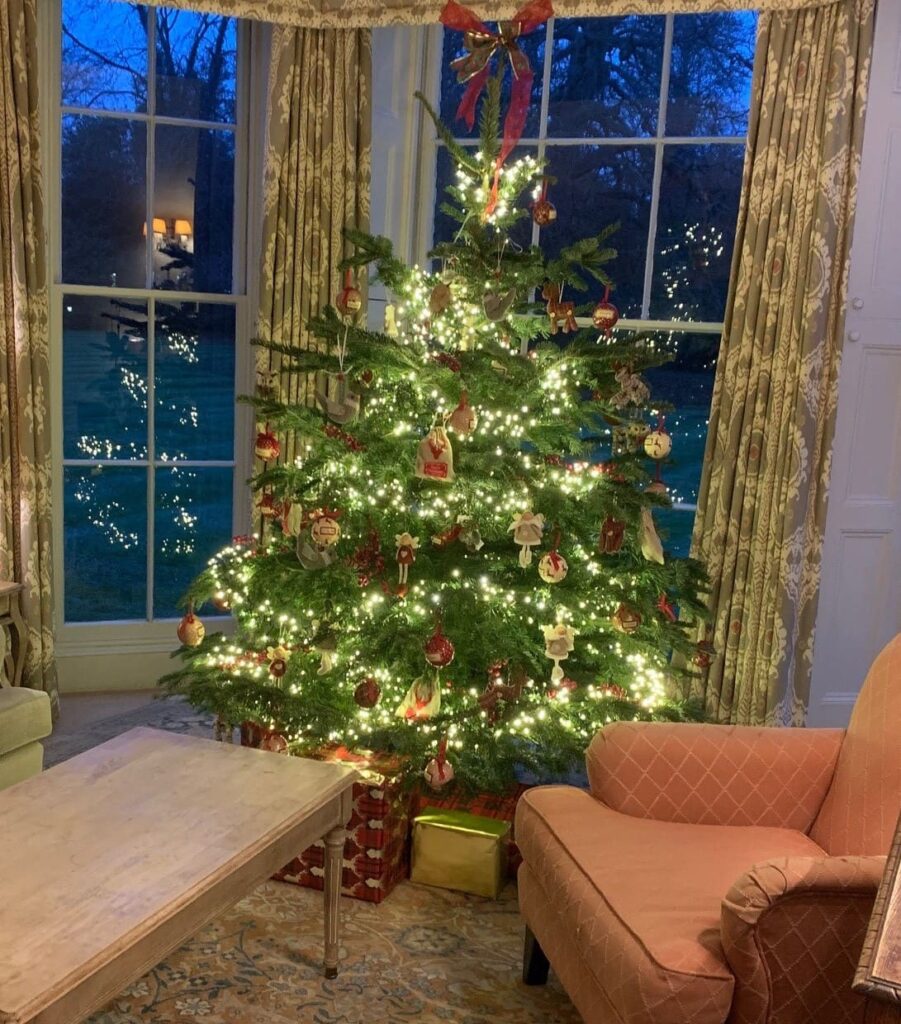 A decorated tree in a christmas breaks hotel in Norfolk; Congham Hall